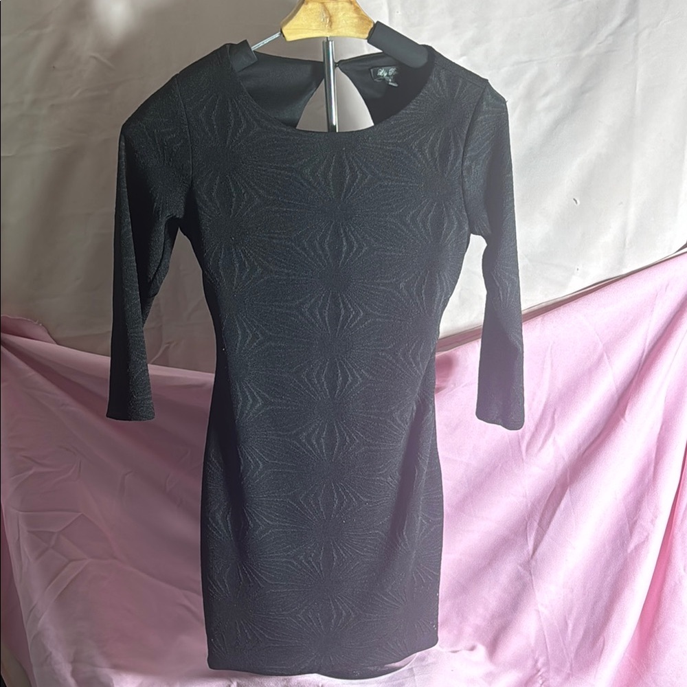 Lily Rose Black Cocktail Bodycon Dress with 3/4 Sleeves